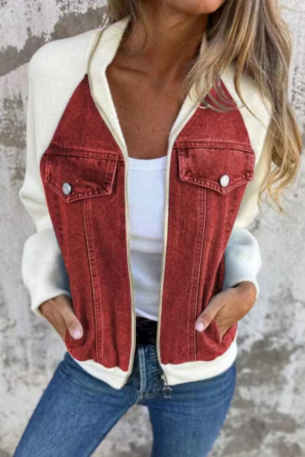 Larissa | Modische Casual-Denim-Jacke mit Zipper-Taschen
