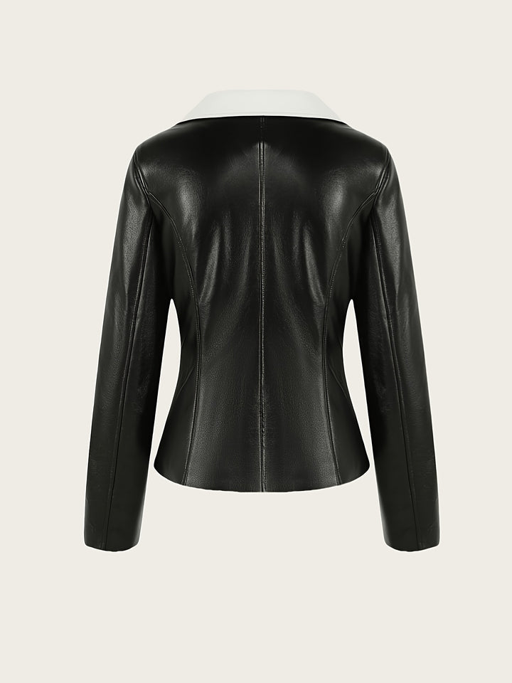 Darana – Damen PU-Veganer Lederjacke mit Reverskragen