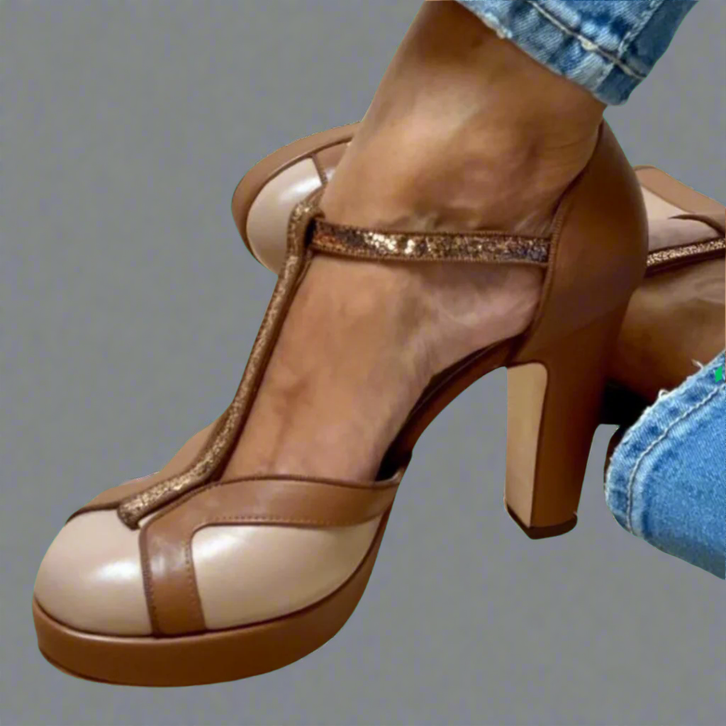 Raffaella | T-Riemchen-Pumps mit stabilen Absatz