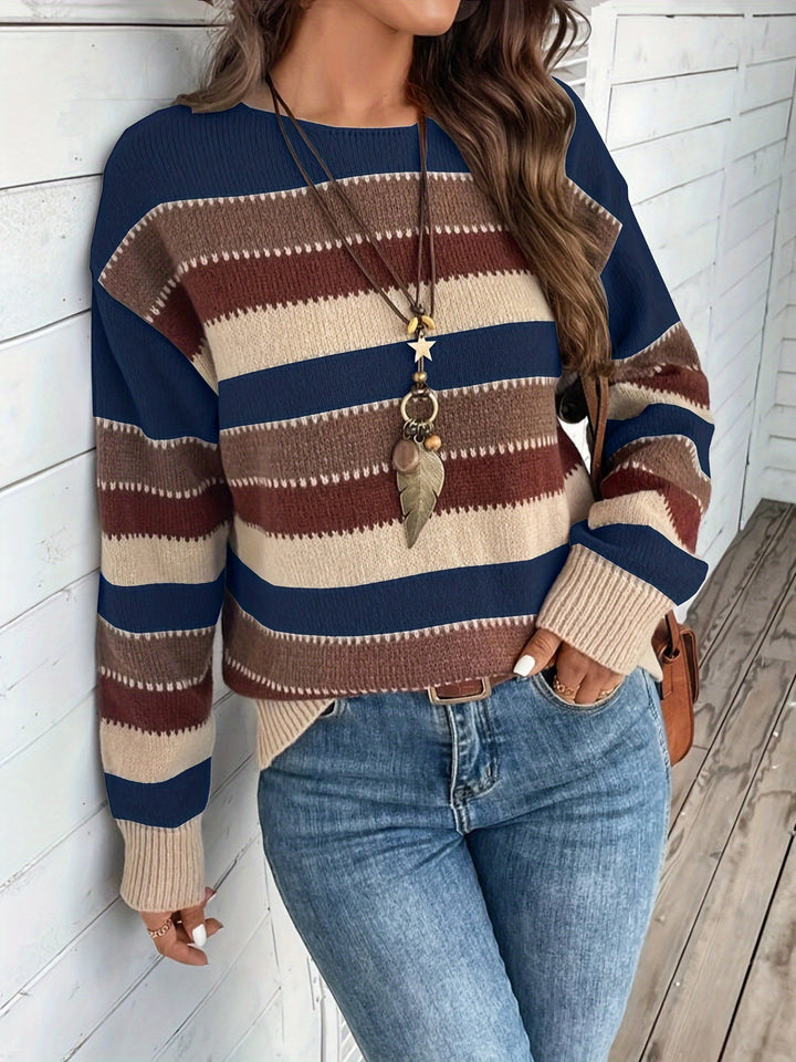 Luana | Farbblock Crew-Sweater mit Rundhalsausschnitt für Herbst & Winter
