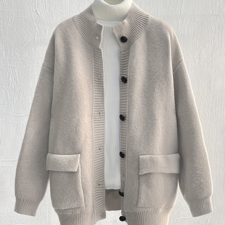 Arina – Damen Strickcardigan mit Knopfleiste und langen Ärmeln