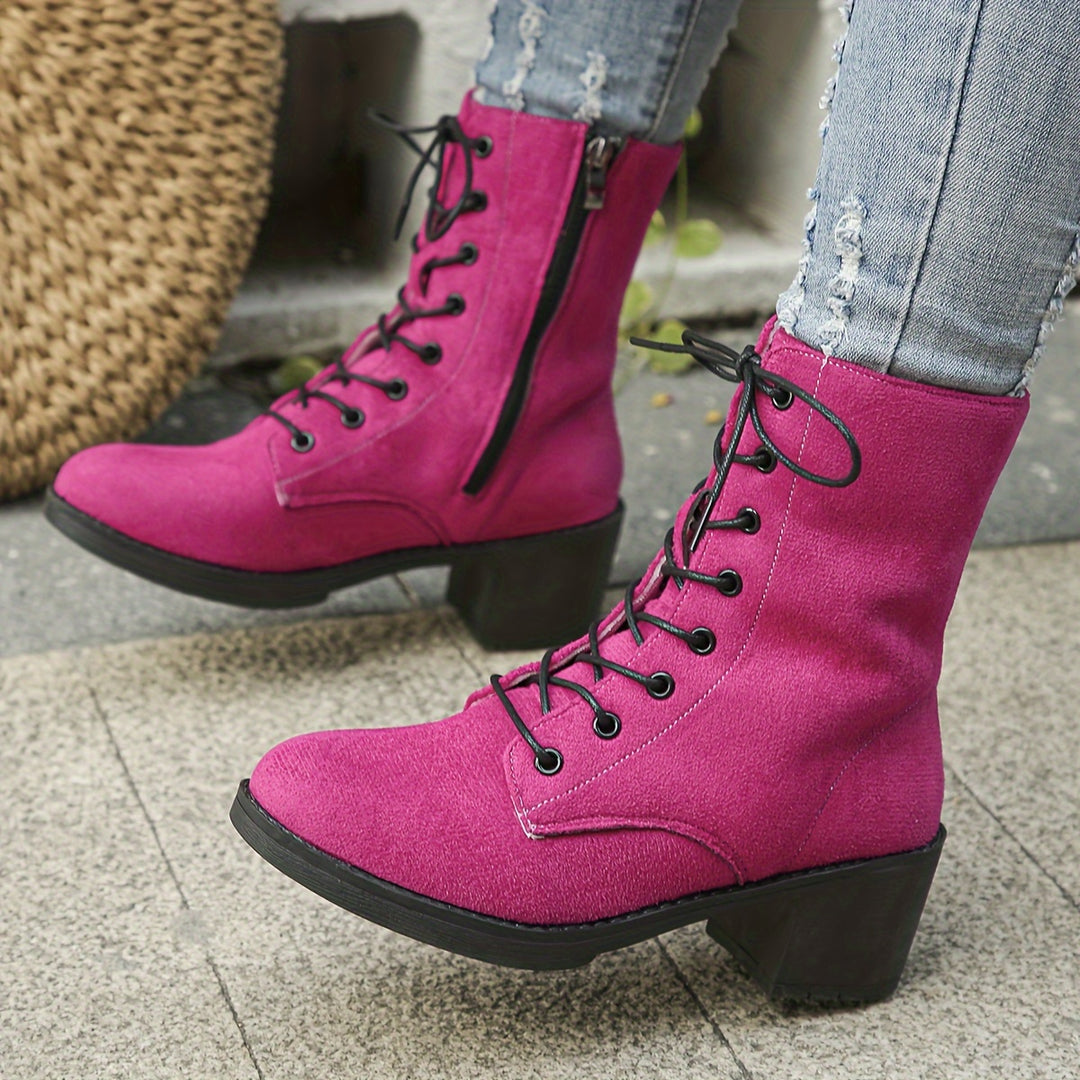 Alita – Chunky Combat Boots mit Absatz & Reißverschluss