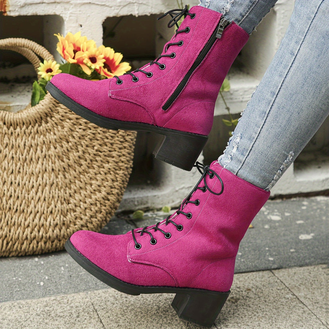 Alita – Chunky Combat Boots mit Absatz & Reißverschluss
