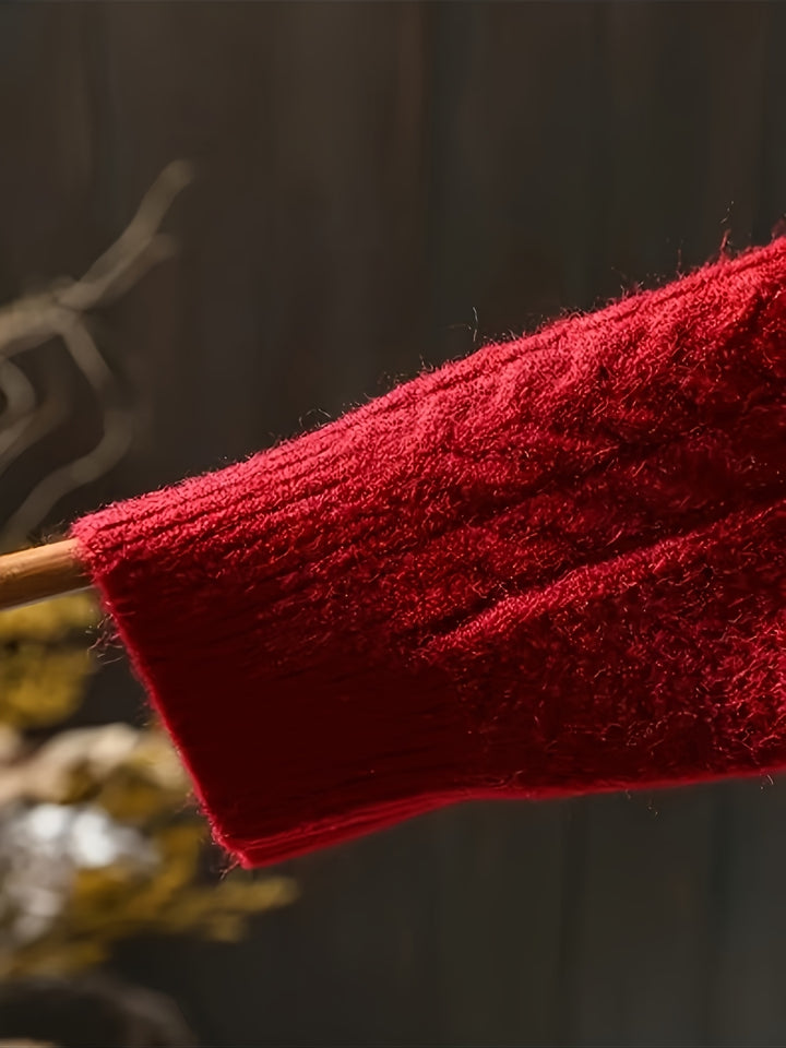 Soraya – Festlicher Roter Strick-Cardigan mit Offenem Schnitt