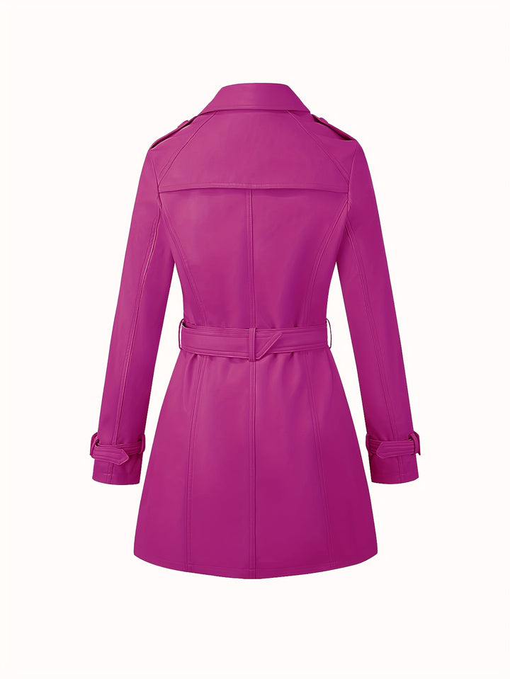Faye – Eleganter Damen-Veganer Leder-Trenchcoat mit Gürtel