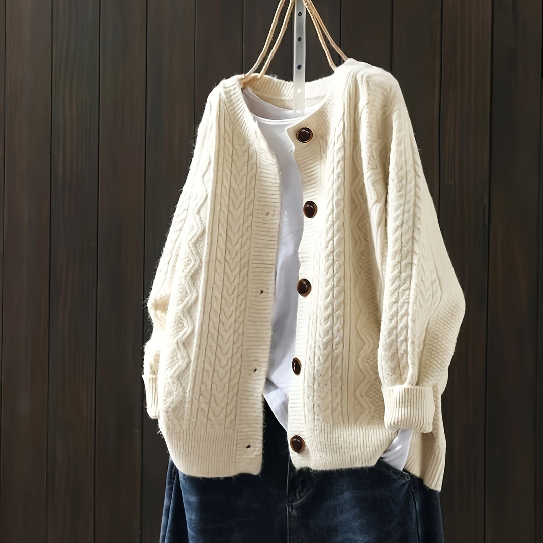 Marina – Klassischer Strick-Cardigan mit Rundhalsausschnitt