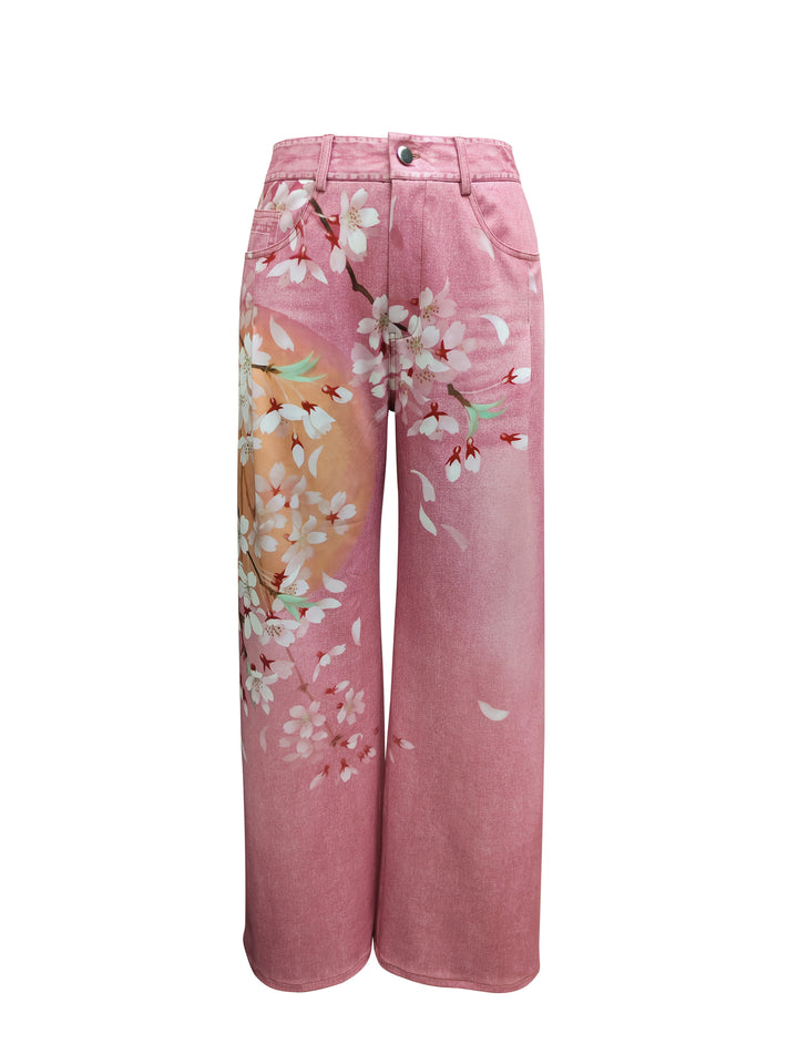 Vajen – Weite Hose mit Blumenmuster und Knopfdetail
