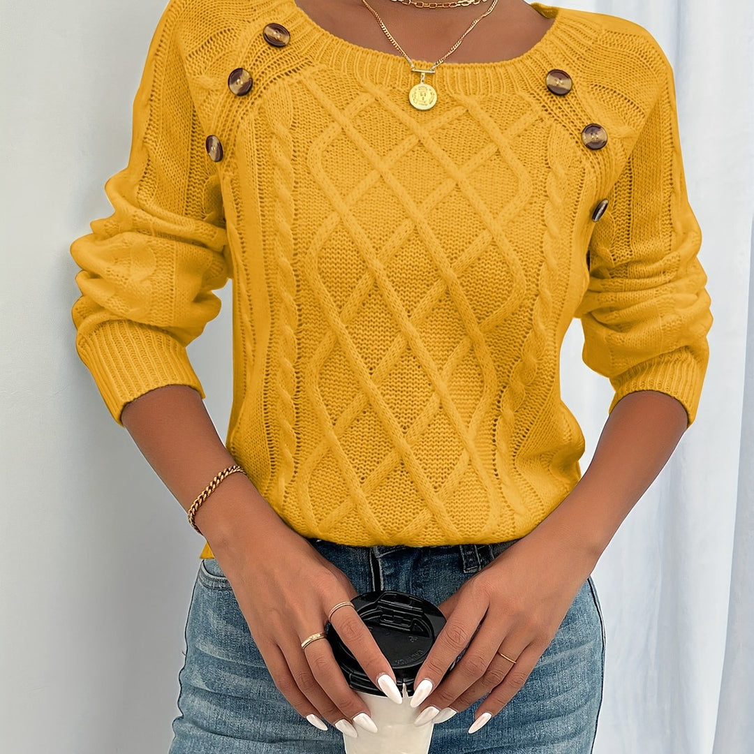 Ramona | Kabelstrick-Pullover mit langem Arm und Rundhalsausschnitt