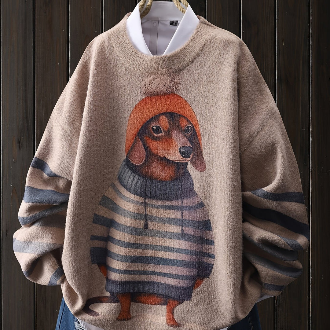 Fern – Valentinstag Pullover mit Cartoon-Hund für Damen