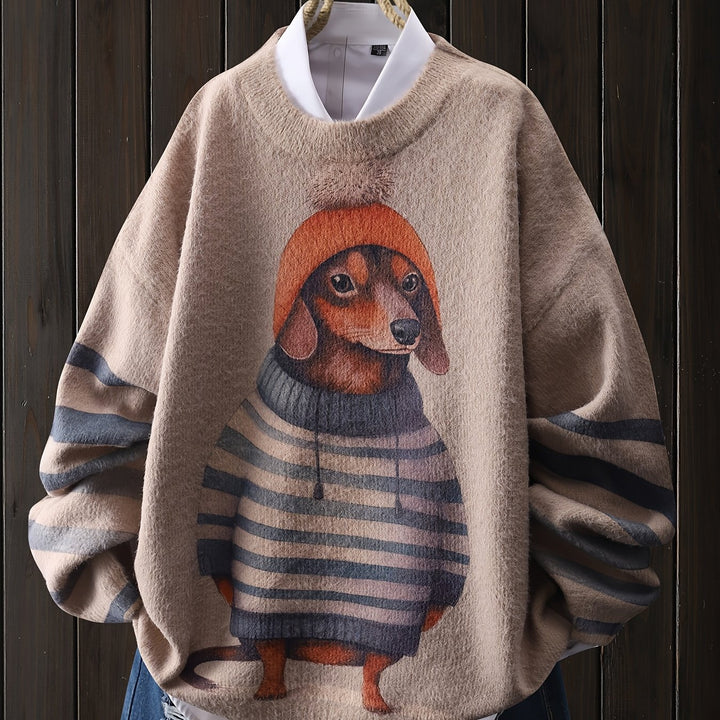 Fern – Valentinstag Pullover mit Cartoon-Hund für Damen