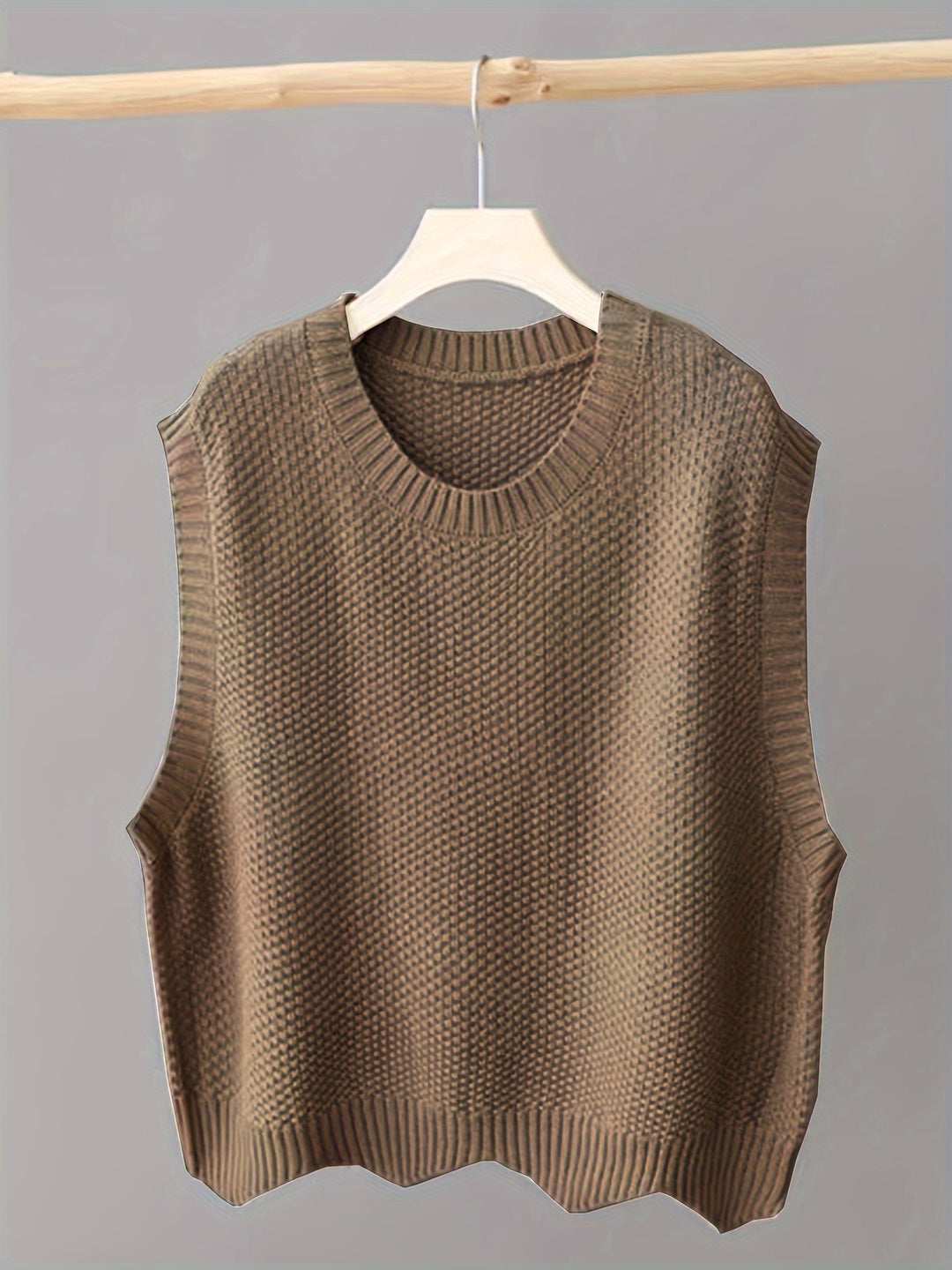 Inara – Damen ärmellose Strickweste mit Rundhalsausschnitt