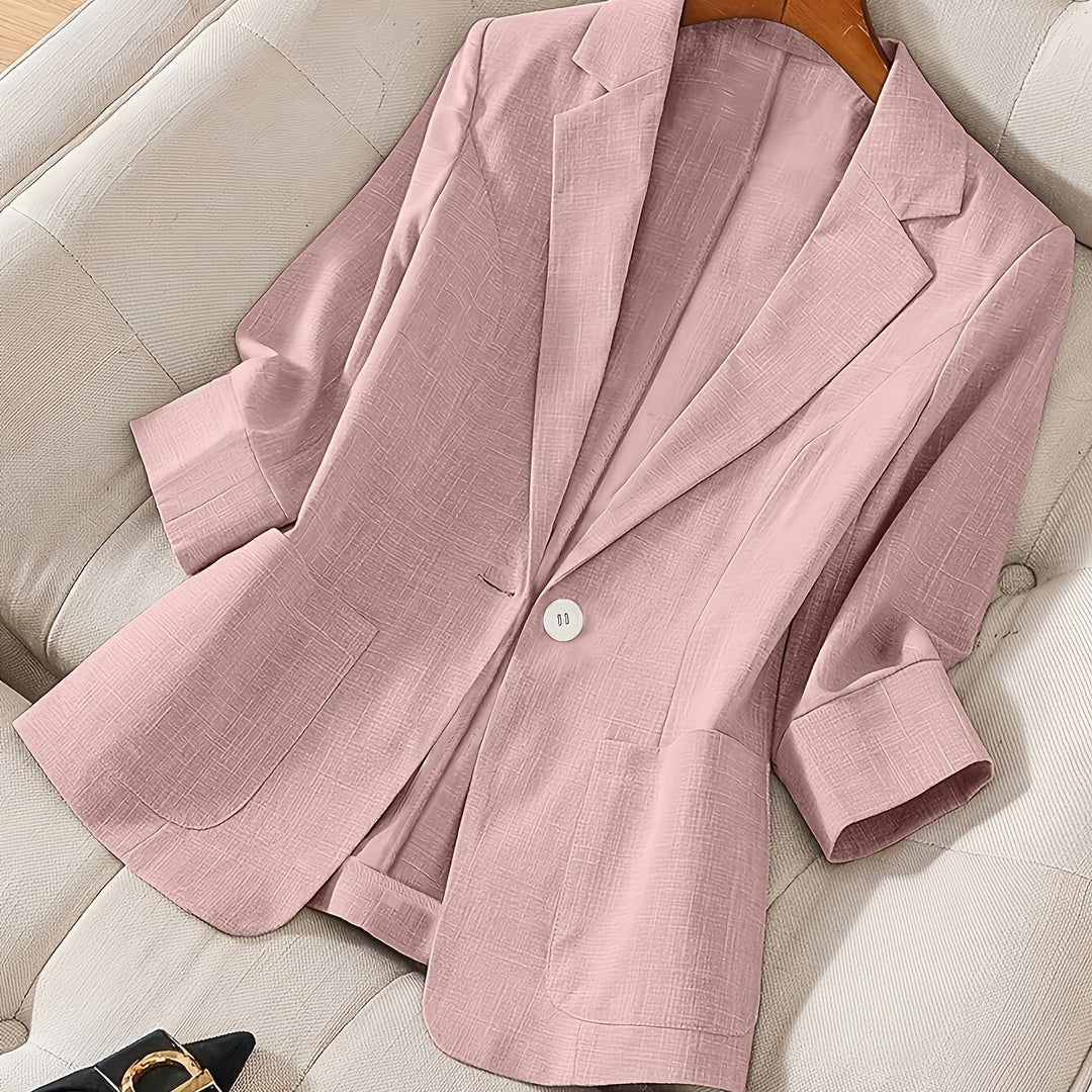 Letisha – Damen Leichter Beiger Blazer mit Reverskragen