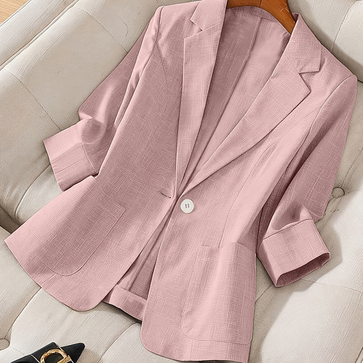 Letisha – Damen Leichter Beiger Blazer mit Reverskragen