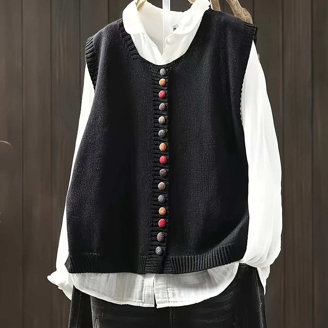 Gianna – Farbiger Knopf-Strickwesten-Style