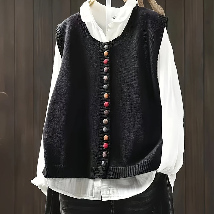 Gianna – Farbiger Knopf-Strickwesten-Style