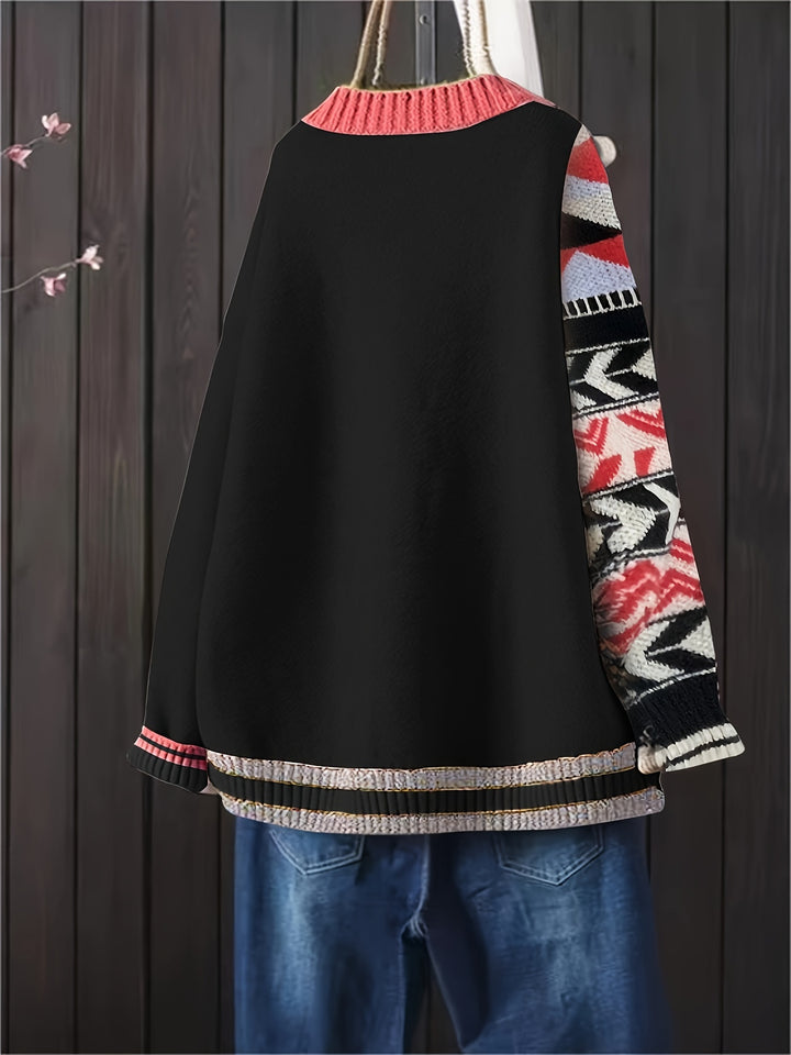 Viola – Stylischer V-Ausschnitt-Cardigan mit Muster