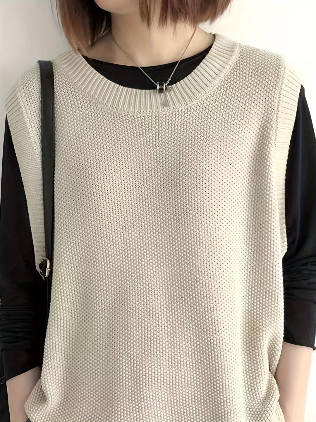Inara – Damen ärmellose Strickweste mit Rundhalsausschnitt
