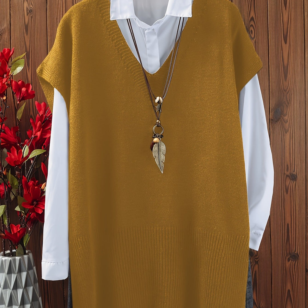 Eliana – Plus Size Top mit V-Ausschnitt & Schlitzsaum