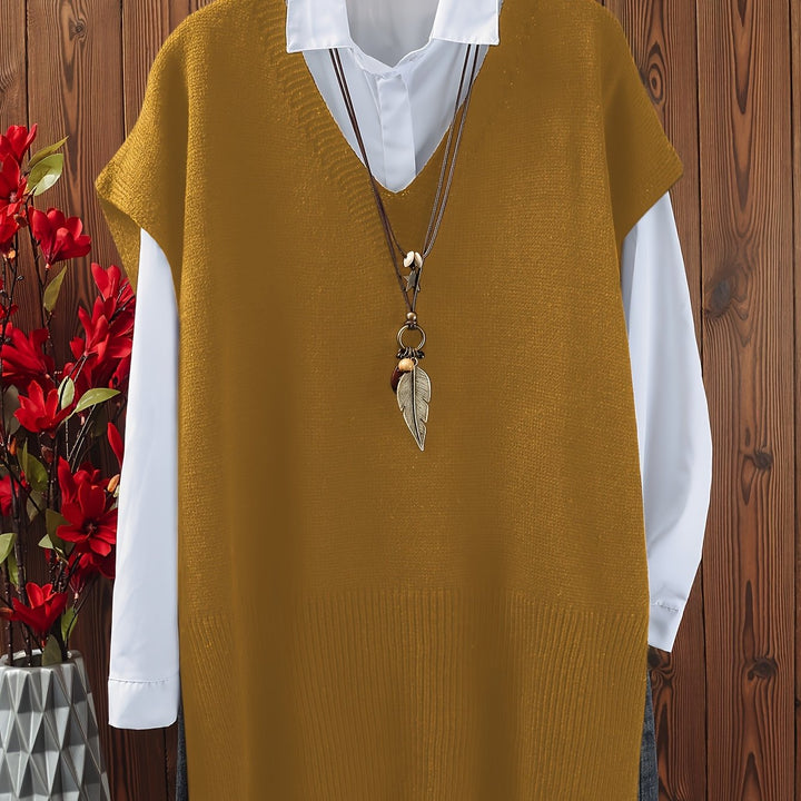 Eliana – Plus Size Top mit V-Ausschnitt & Schlitzsaum