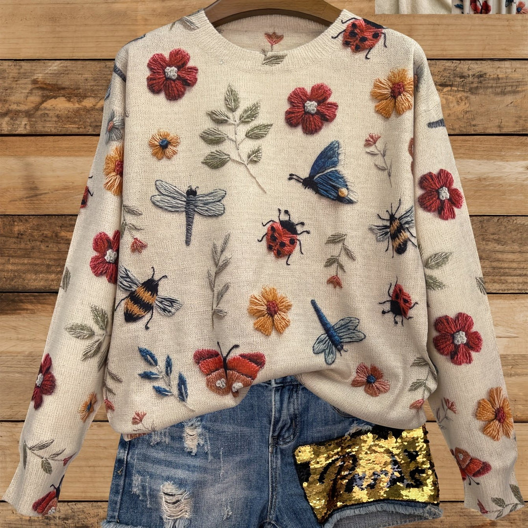 Etta – Lässiger Pullover mit floraler Insektenoptik
