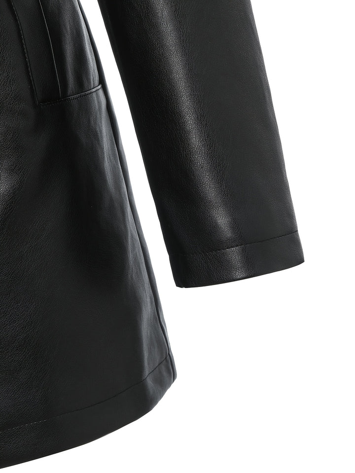 Waverly – Lässige PU-Veganer Lederjacke mit quadratischem Ausschnitt & Taillengürtel