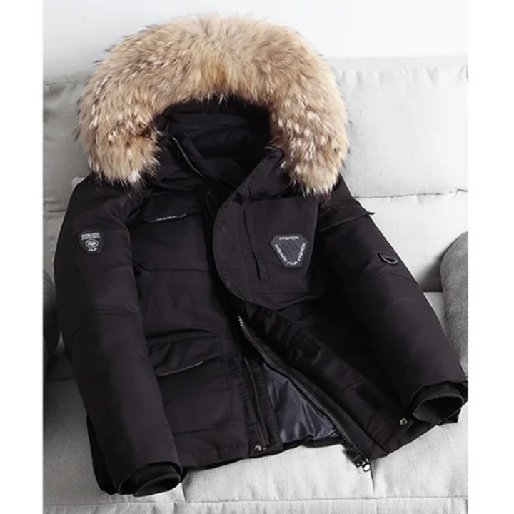 Adrian | Herren-Winterparka-Jacke mit abnehmbarem Pelzkragen
