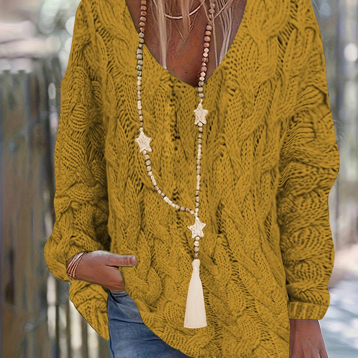 Alina | Grobstrick V-Ausschnitt Pullover für Herbst & Winter