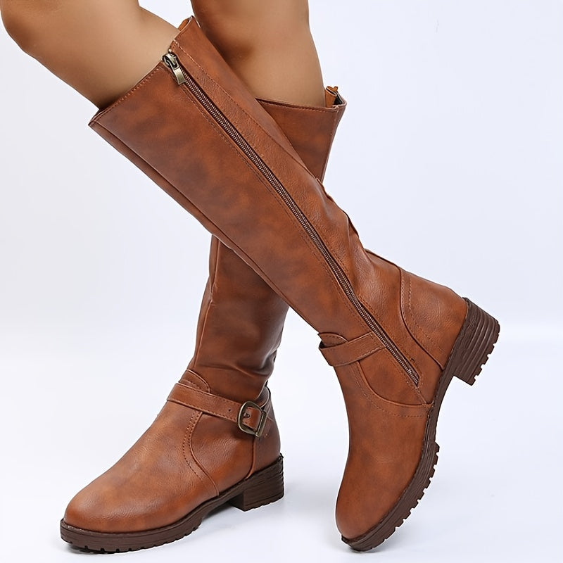 Kate – Lange Stiefel mit Schnalle und Reissverschluss (Ausverkauf 2024)