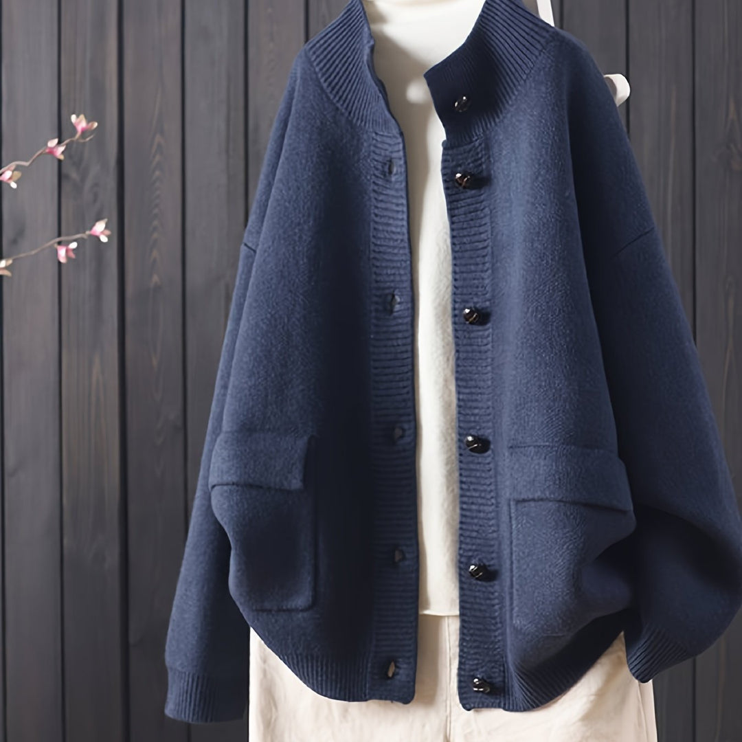 Arina – Damen Strickcardigan mit Knopfleiste und langen Ärmeln