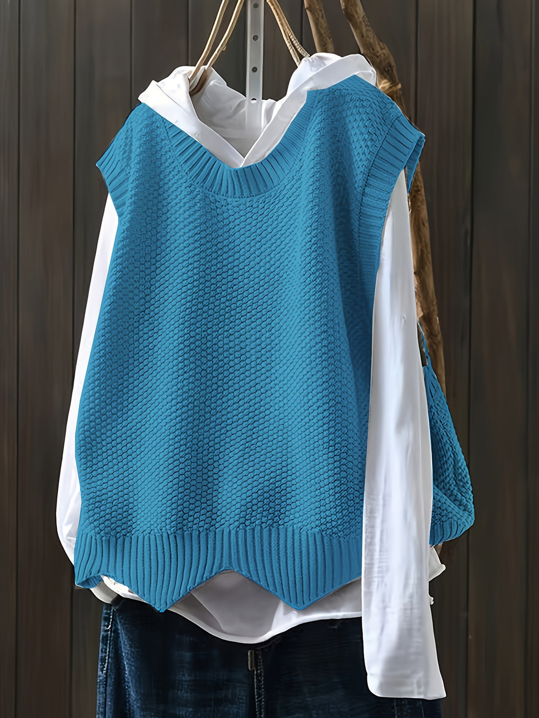 Inara – Damen ärmellose Strickweste mit Rundhalsausschnitt