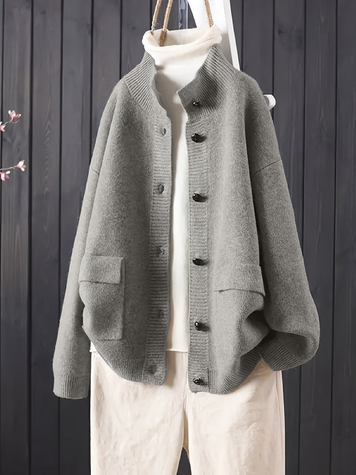 Arina – Damen Strickcardigan mit Knopfleiste und langen Ärmeln