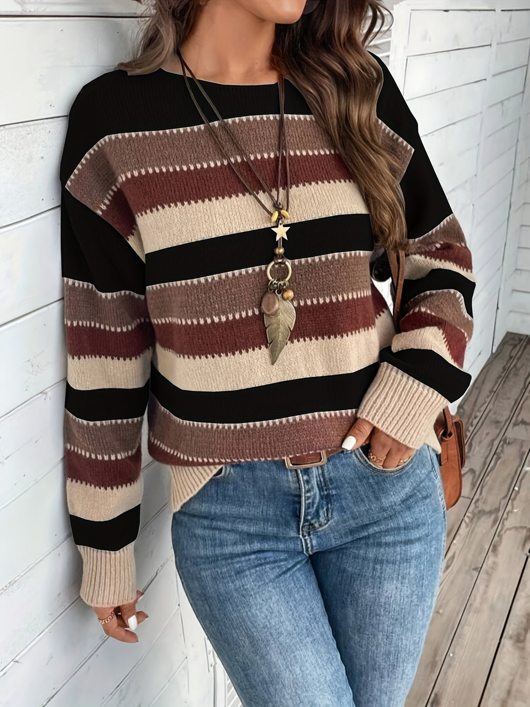Luana | Farbblock Crew-Sweater mit Rundhalsausschnitt für Herbst & Winter