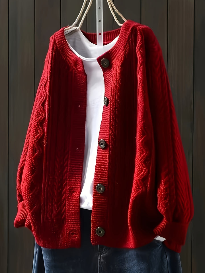 Soraya – Festlicher Roter Strick-Cardigan mit Offenem Schnitt