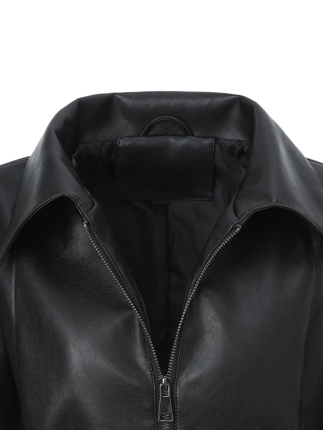 Waverly – Lässige PU-Veganer Lederjacke mit quadratischem Ausschnitt & Taillengürtel