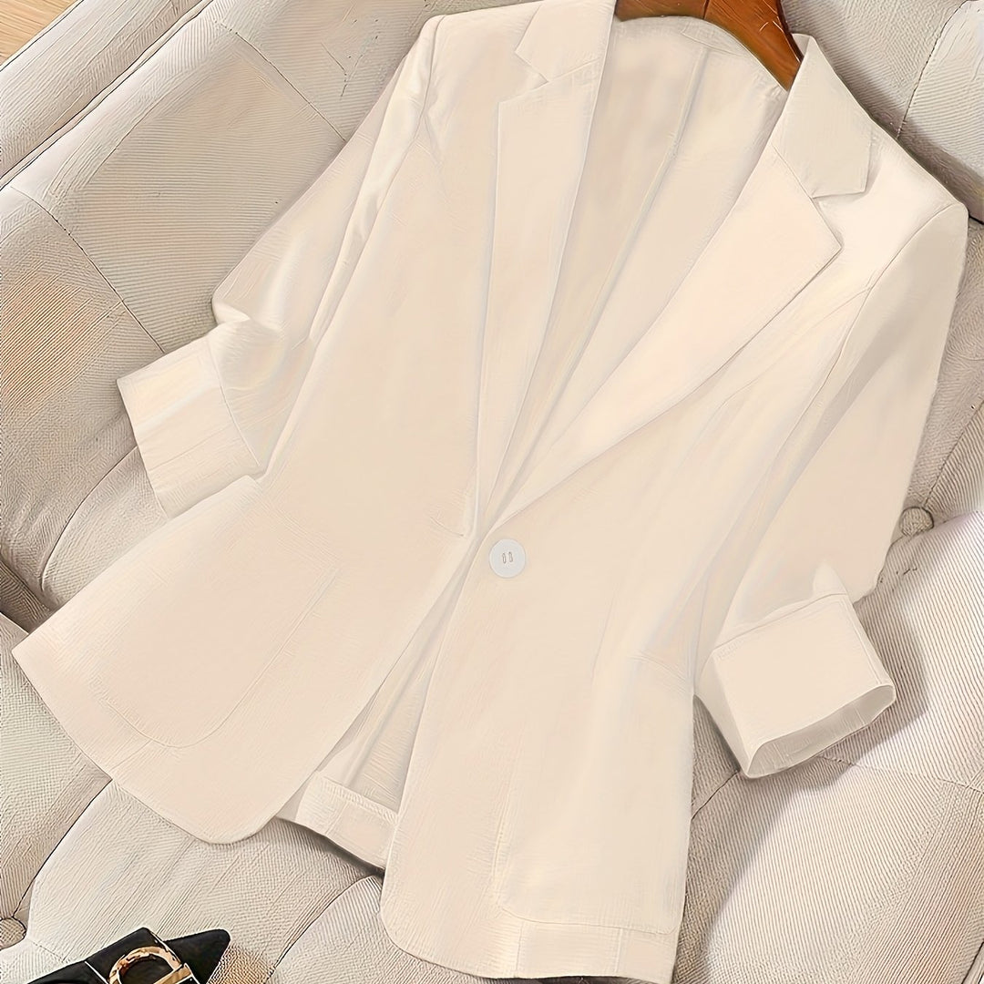 Letisha – Damen Leichter Beiger Blazer mit Reverskragen