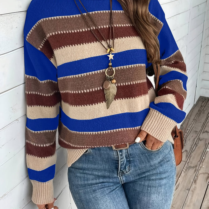 Luana | Farbblock Crew-Sweater mit Rundhalsausschnitt für Herbst & Winter
