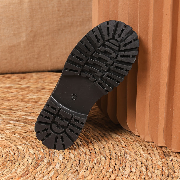 Amity – Schwarze Plateau Combat Boots mit Schnürung & dicker Sohle