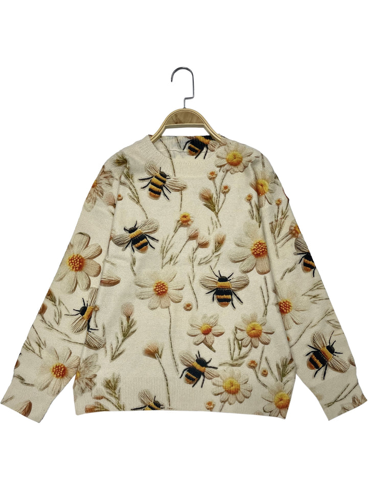 Calista – Feiner Pullover mit Blumen- und Bienendesign