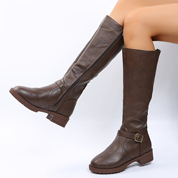 Kate – Lange Stiefel mit Schnalle und Reissverschluss (Ausverkauf 2024)