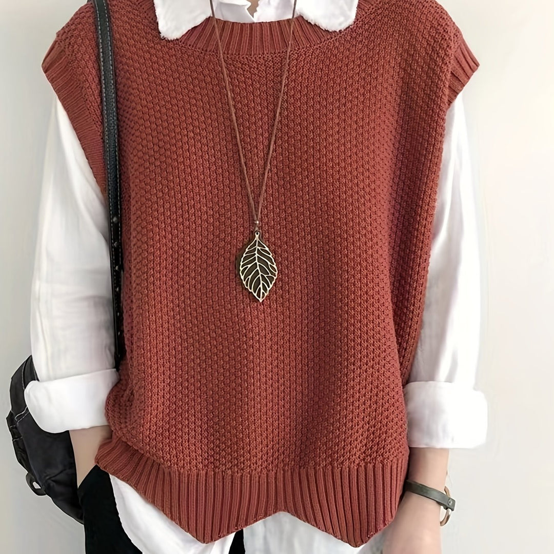 Leyla – Ärmellose Strickweste mit Rundhalsausschnitt