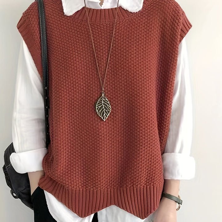 Leyla – Ärmellose Strickweste mit Rundhalsausschnitt
