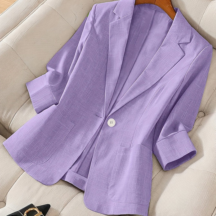 Letisha – Damen Leichter Beiger Blazer mit Reverskragen