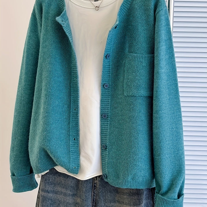 Anja – Lockerer Cardigan mit Knopfleiste & Taschen