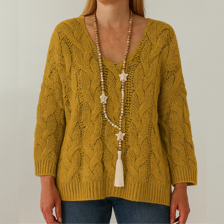 Alina | Grobstrick V-Ausschnitt Pullover für Herbst & Winter