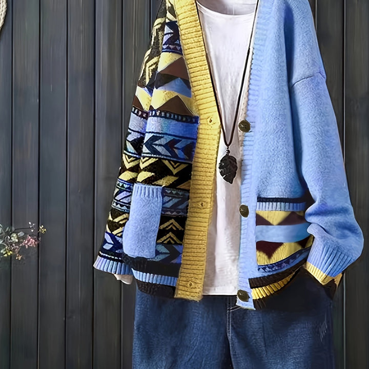 Viola – Stylischer V-Ausschnitt-Cardigan mit Muster