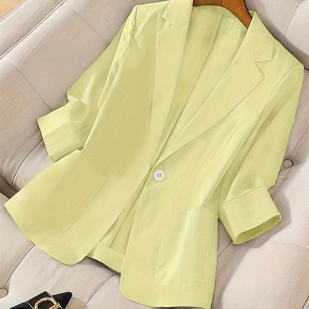 Letisha – Damen Leichter Beiger Blazer mit Reverskragen