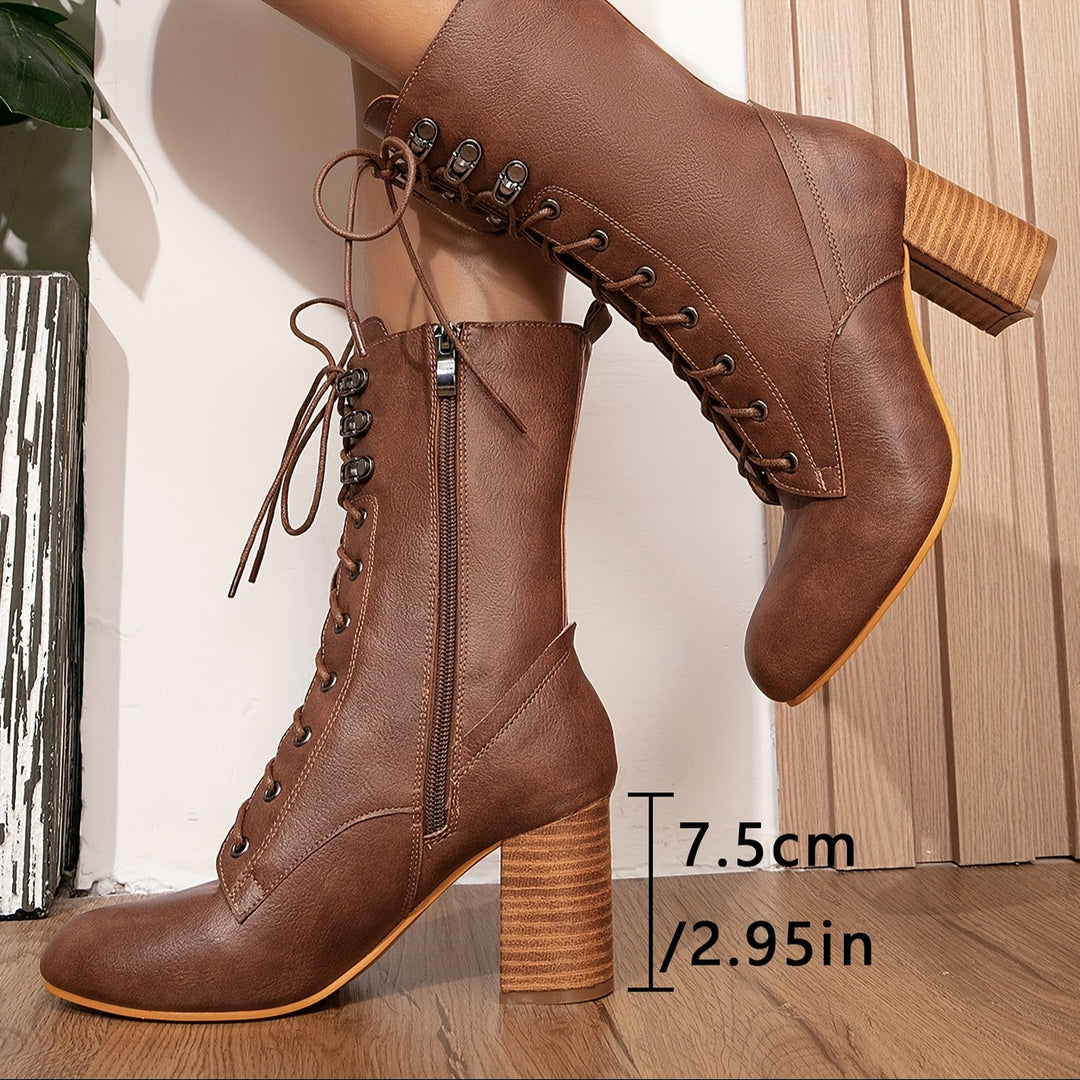 Clydie – Vintage-inspirierte Damen Stiefeletten mit Blockabsatz