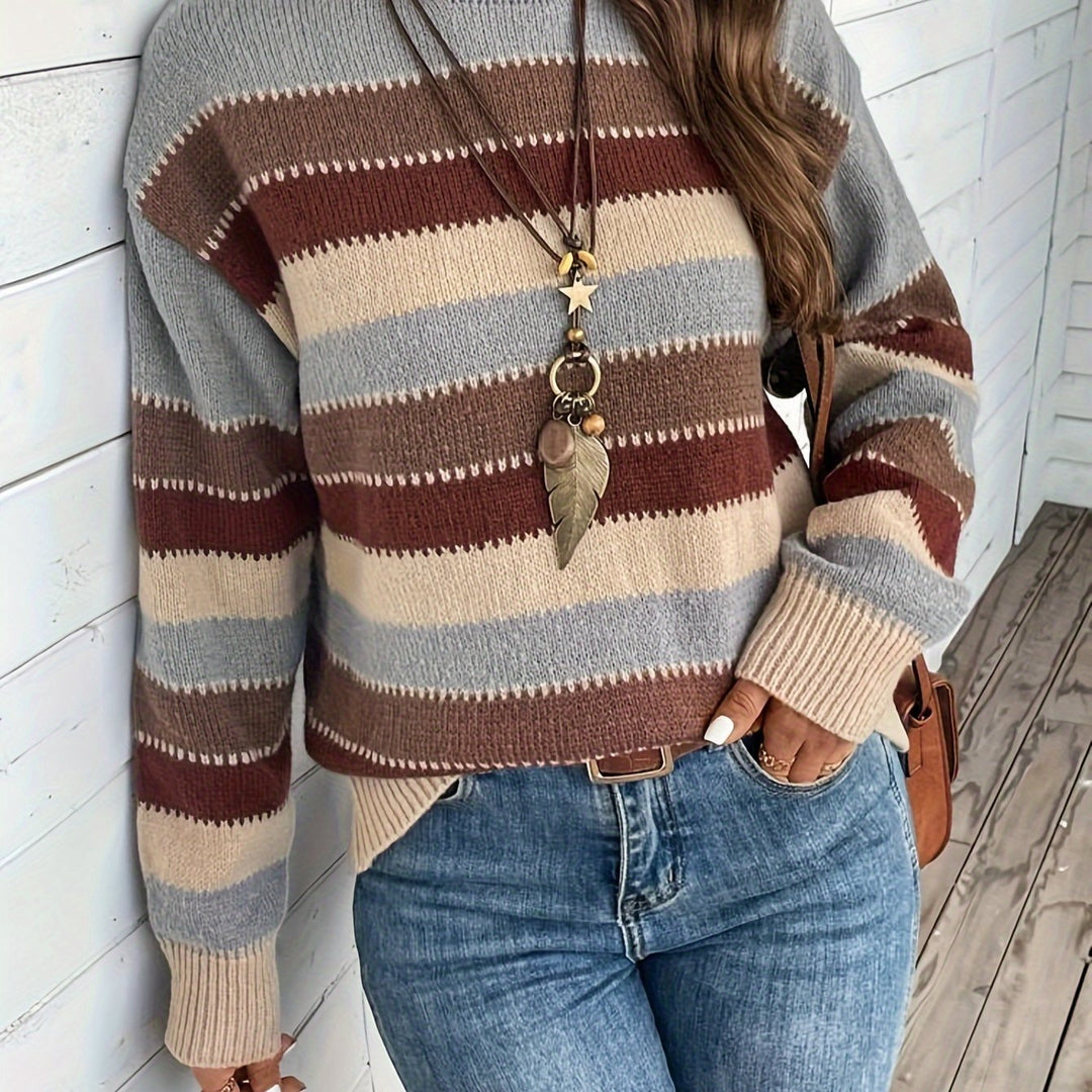 Luana | Farbblock Crew-Sweater mit Rundhalsausschnitt für Herbst & Winter