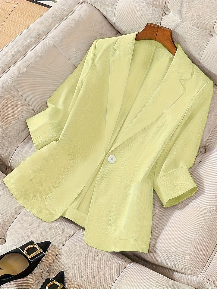 Letisha – Damen Leichter Beiger Blazer mit Reverskragen