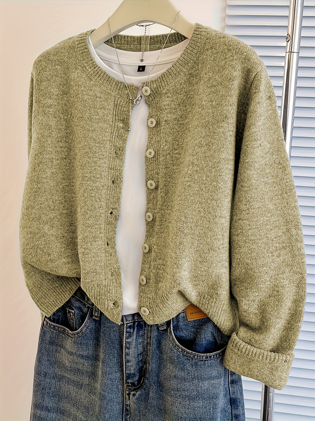 Beatriz – Damen Kurzcardigan mit Knopfleiste in Grau